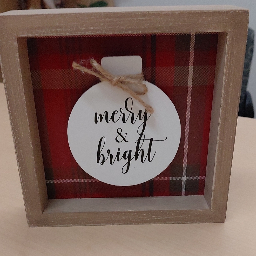 Merry & Bright Plaid Holiday Shadow Box